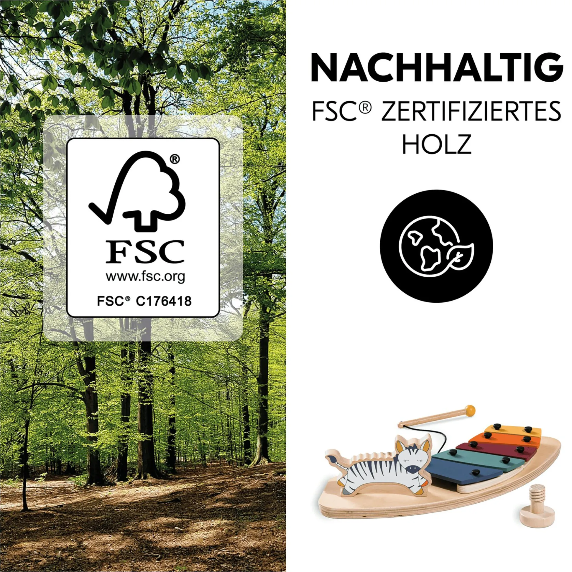 Alpha Play Music Zebra Holzaufsatz