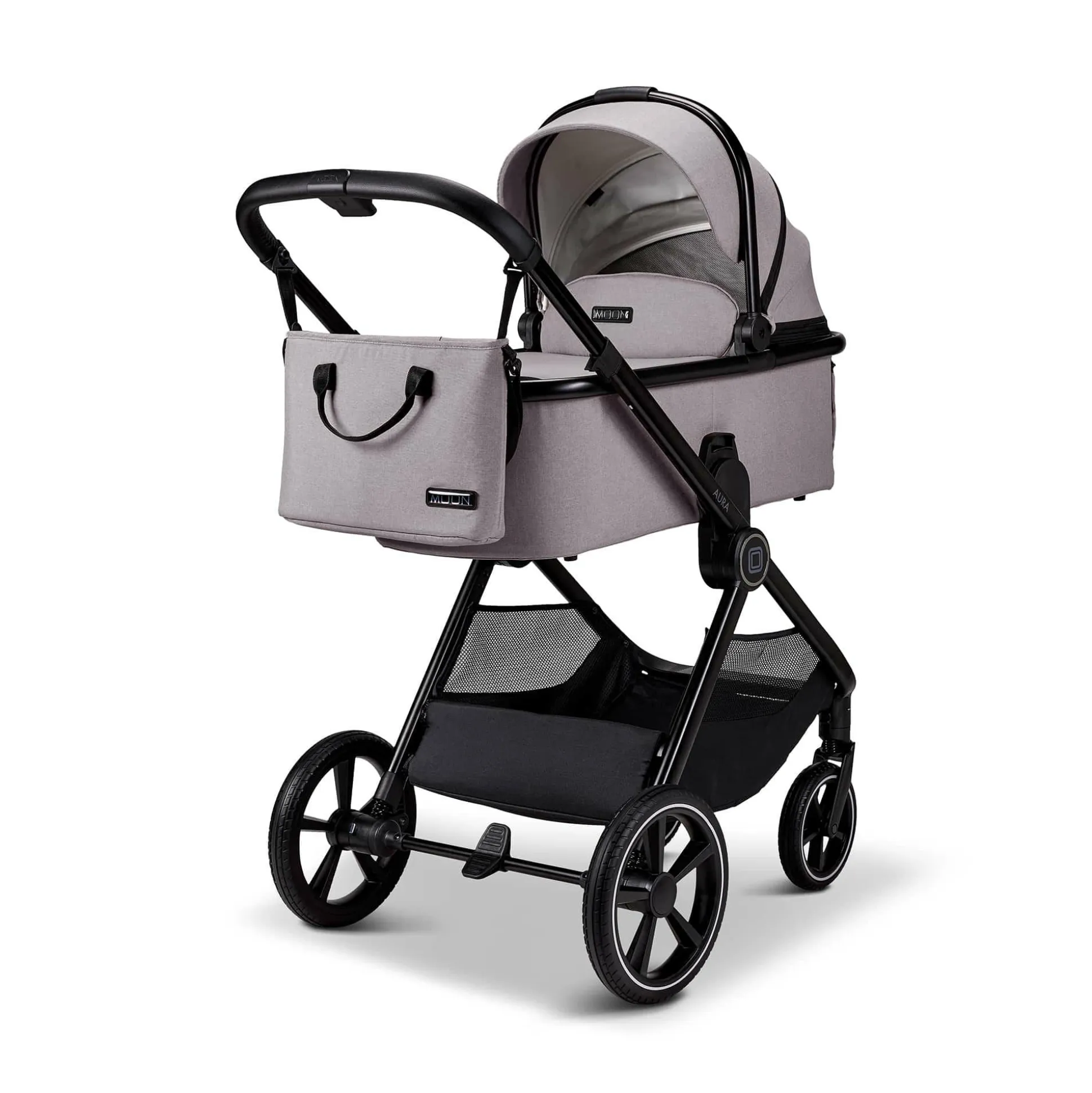 AURA 2 in 1 Kombi-Kinderwagen Stone mit Babyschale Cosmo 2.0