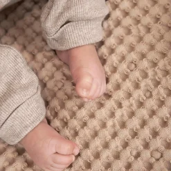 Babydecke Waffel Teddy Sand