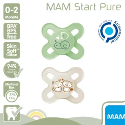 Beruhigungssauger Original Start Silikon 0-2 Monate 2 Stück Schnecke/Fuchs