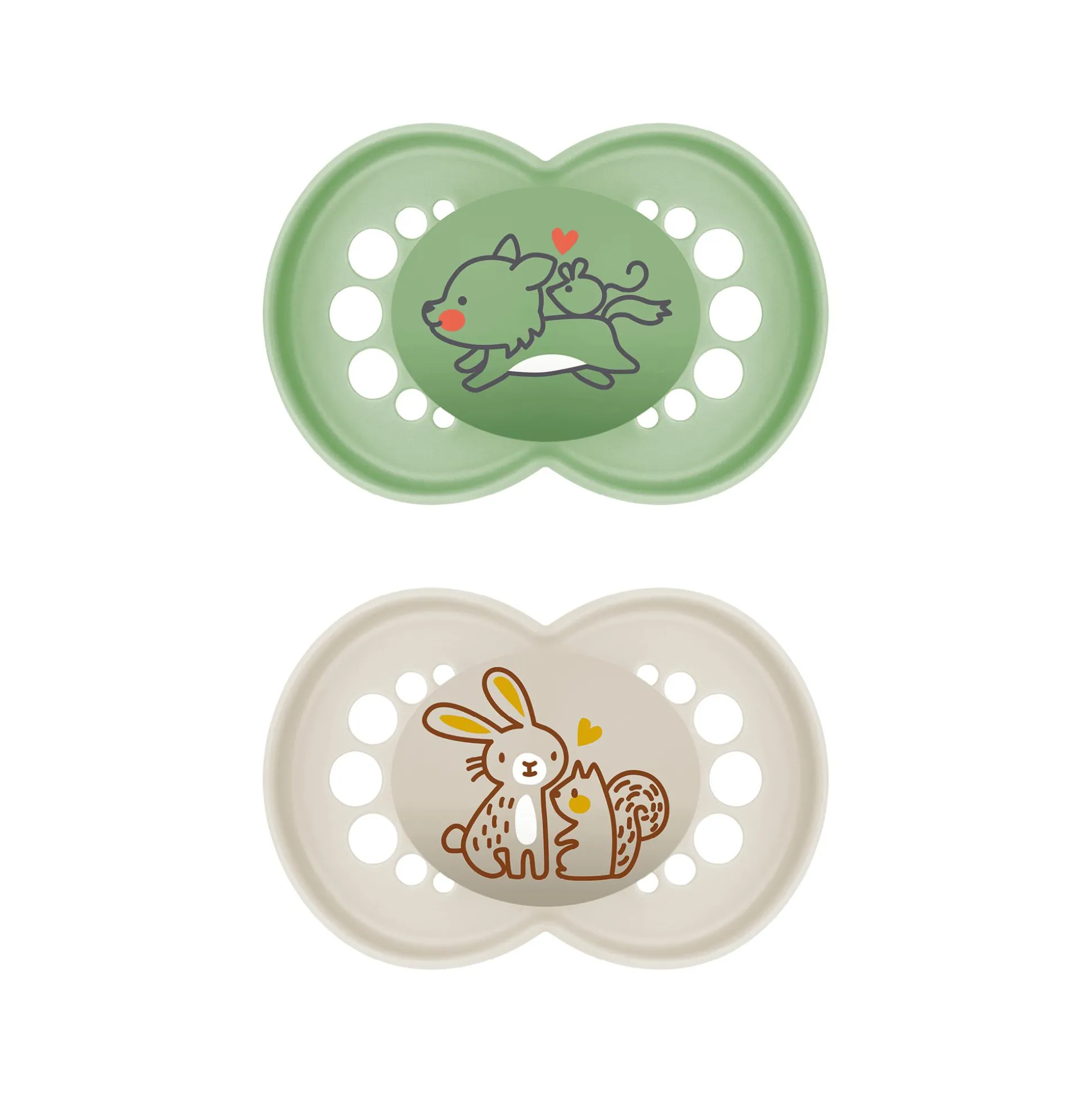 Beruhigungssauger Original matt Silikon 6-16 Monate 2 Stück Wolf/Hase