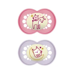 Beruhigungssauger Original Night Silikon 6-16 Monate 2 Stück Reh/Eule