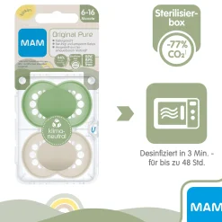 Beruhigungssauger Original matt plain Silikon 6-16 Monate grün/beige