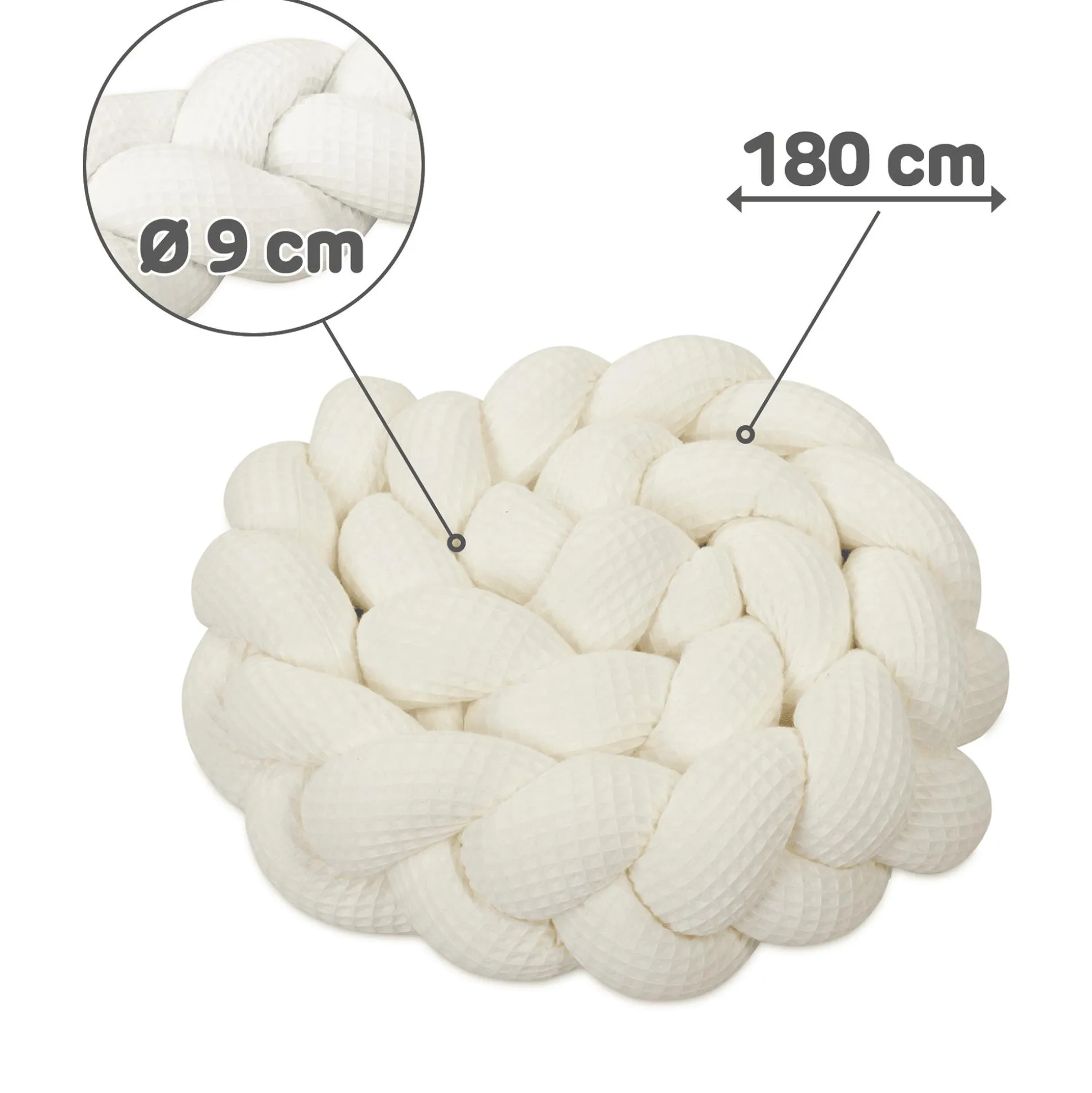 Bettschlange geflochten Ivory 180 cm