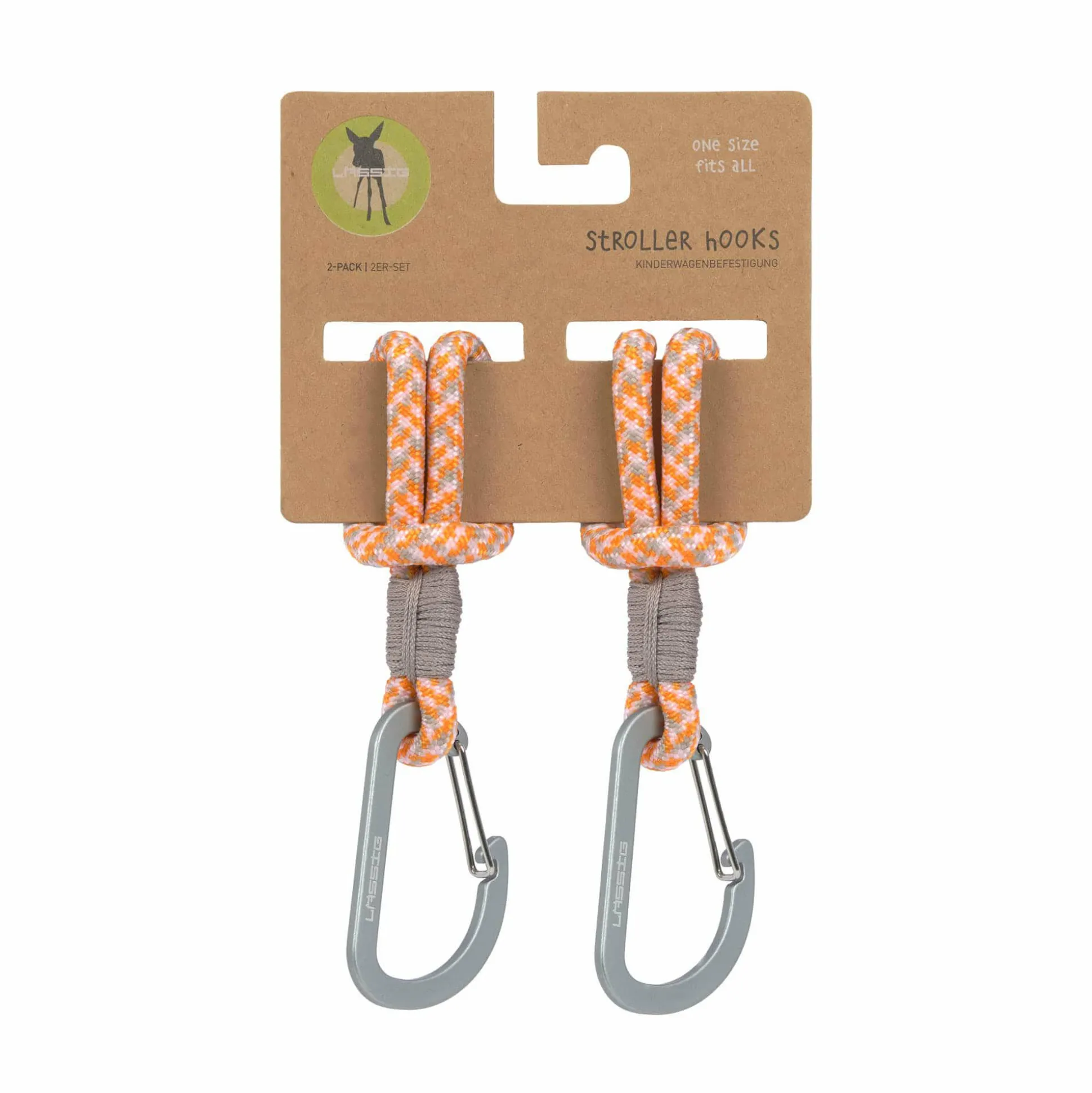 2er Set Kinderwagenhaken Beige Orange