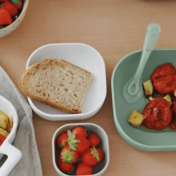 3er Set Silikon-Schüssel Salbeigrün/Cotton/Hellgrau