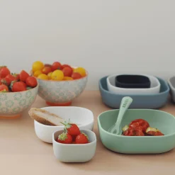 3er Set Silikon-Schüssel Salbeigrün/Cotton/Hellgrau