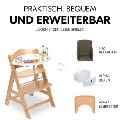 Hochstuhl mit Newborn Set Alpha Premium Nature Grey