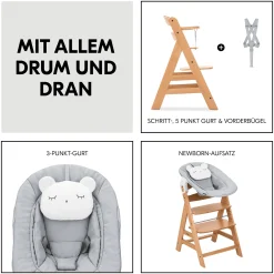 Hochstuhl mit Newborn Set Alpha Premium Nature Grey