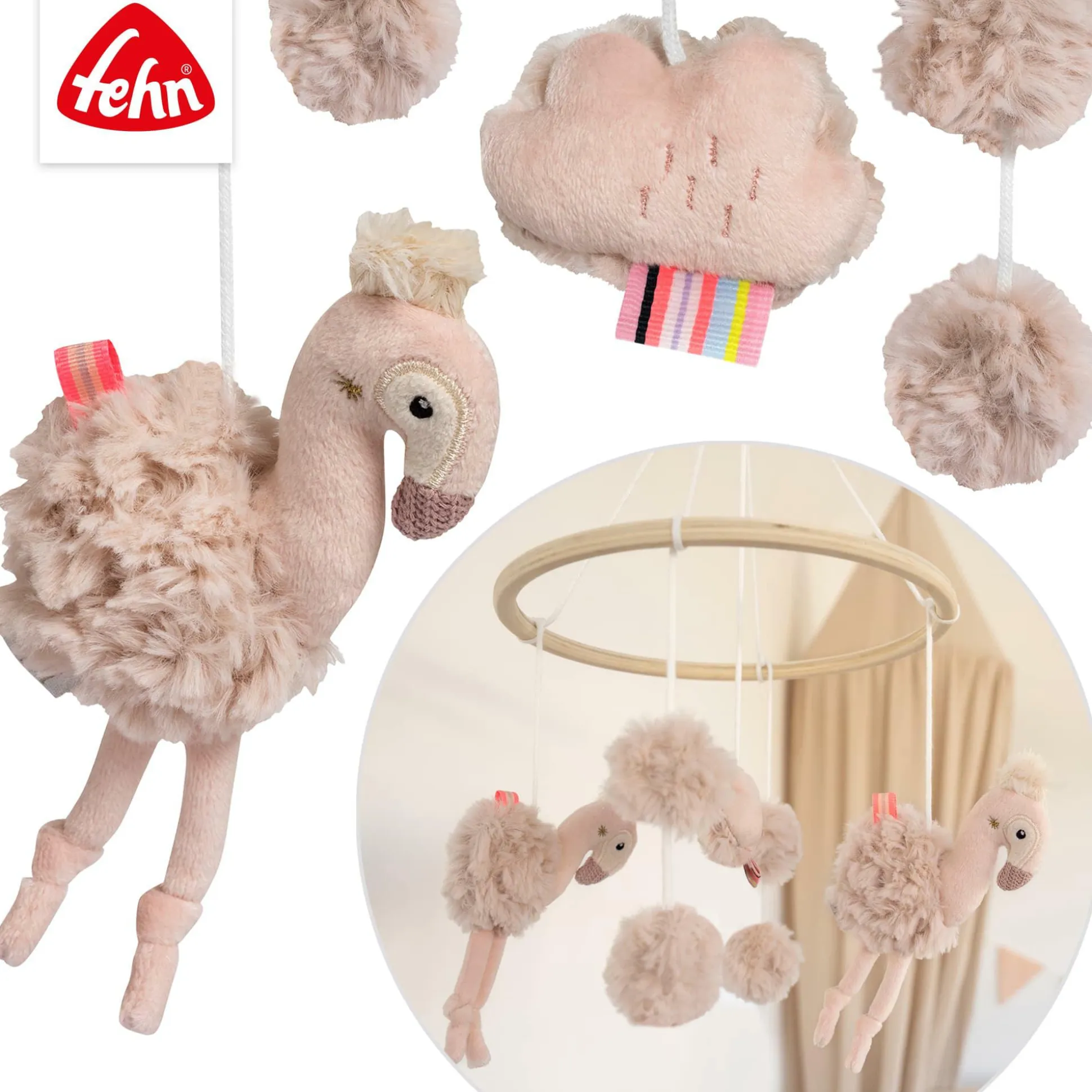 Holz-Mobile Flamingo