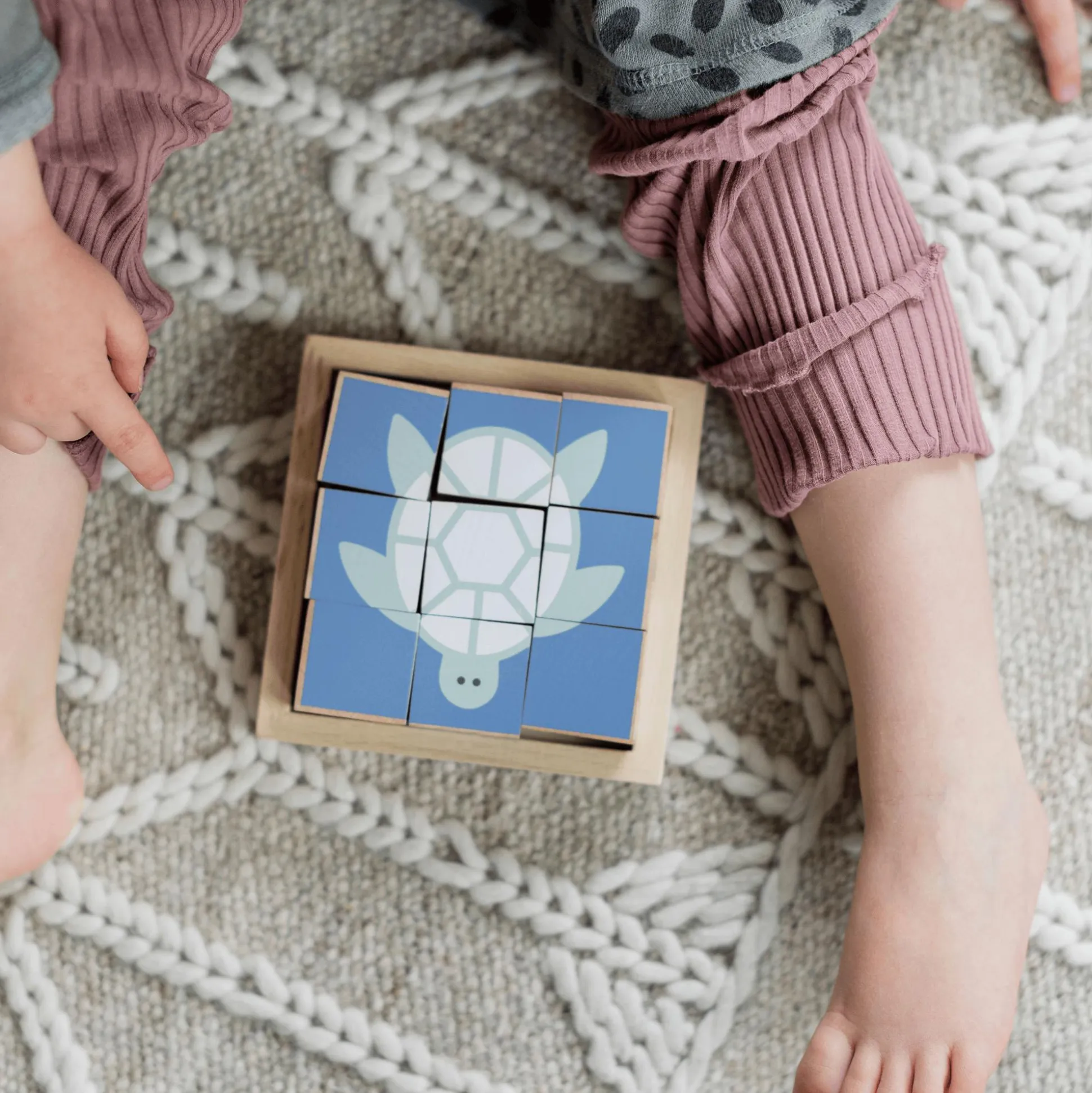 Holzwürfel-Puzzle Tiere