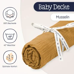 Kuscheldecke aus Baumwollmusselin Zimt