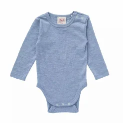 Langarmbody Baumwolle/Wolle/Seide blau