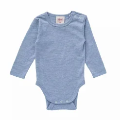 Langarmbody Baumwolle/Wolle/Seide blau