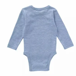 Langarmbody Baumwolle/Wolle/Seide blau