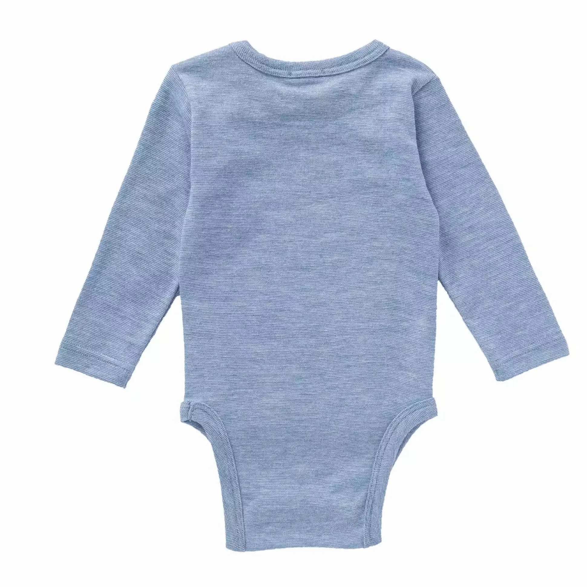Langarmbody Baumwolle/Wolle/Seide blau