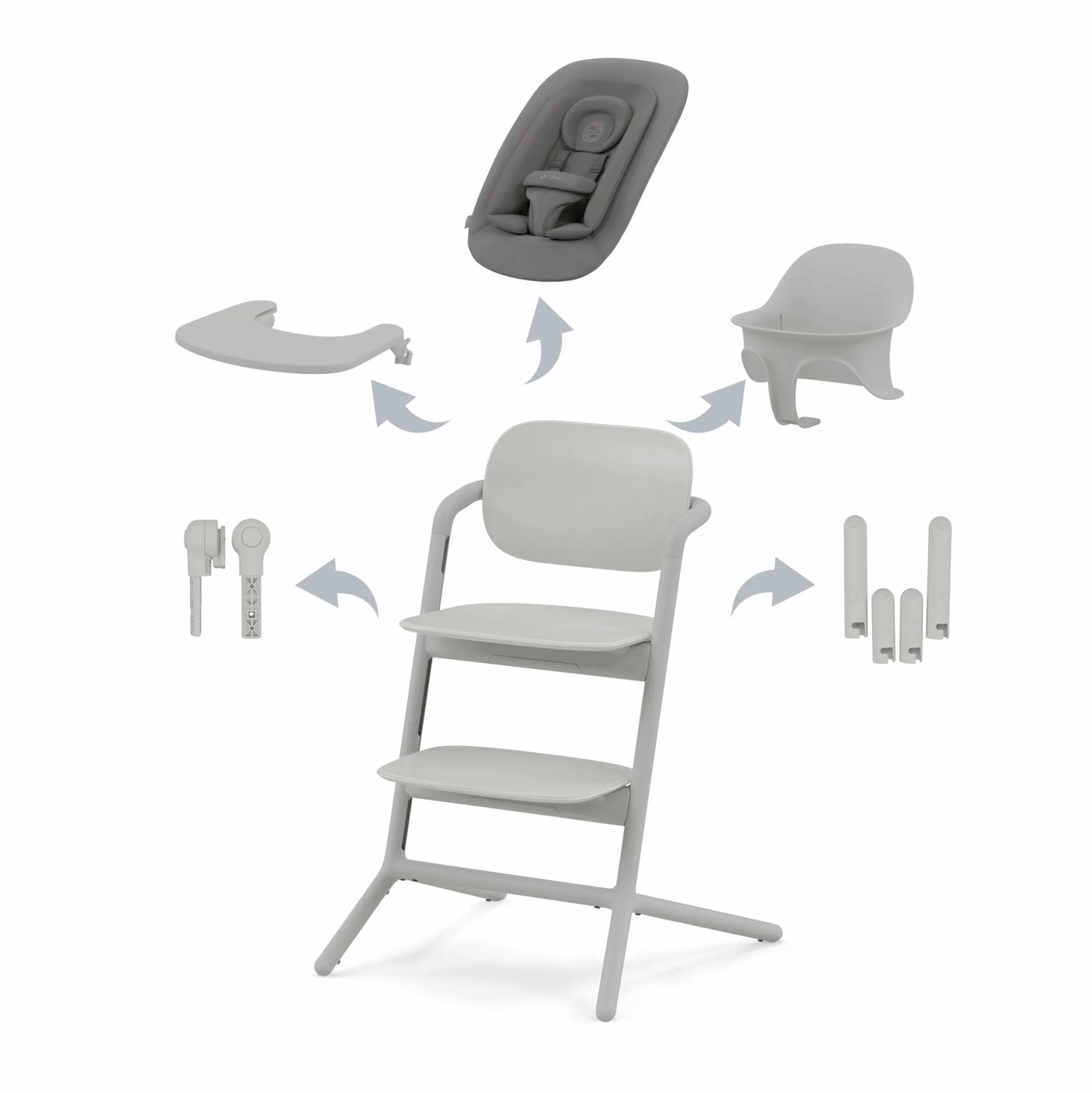 LEMO Hochstuhl 4in1 Set Suede Grey