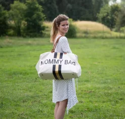 Mommy Bag Wickeltasche Canvas Off White Stripes