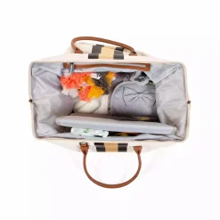 Mommy Bag Wickeltasche Canvas Off White Stripes