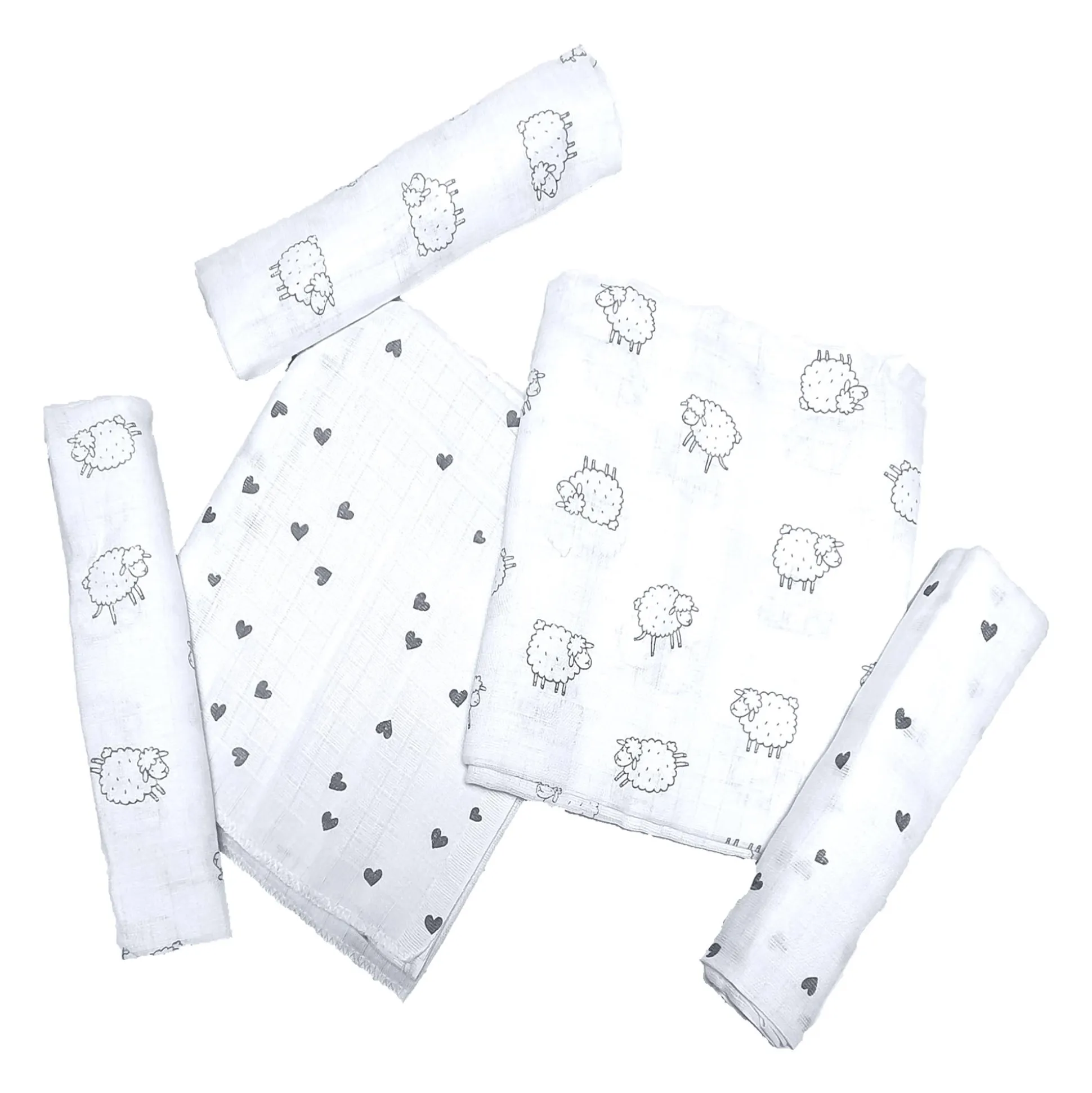 Mulltücher Hearts & Sheep