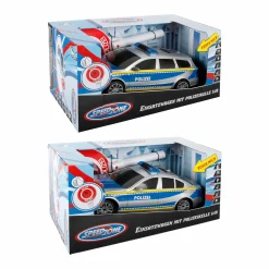 Polizeiauto mit Polizeikelle