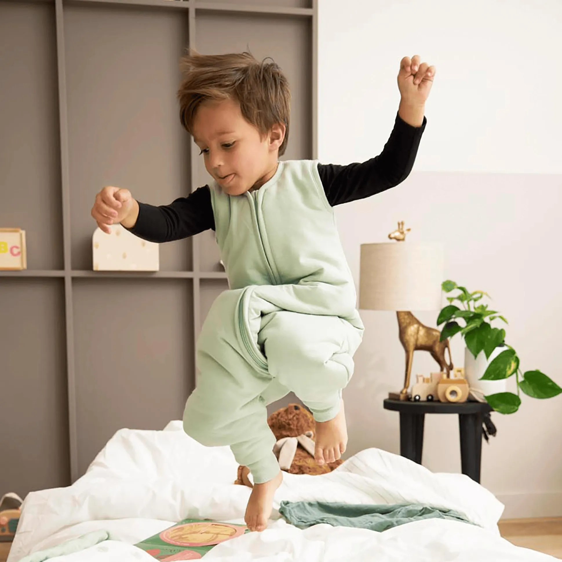 Schlafsack-Overall Slub Soft Green 92 cm