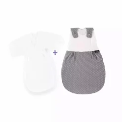 Schlafsack-Set LIEBMICH Pünktchen grau 56/62