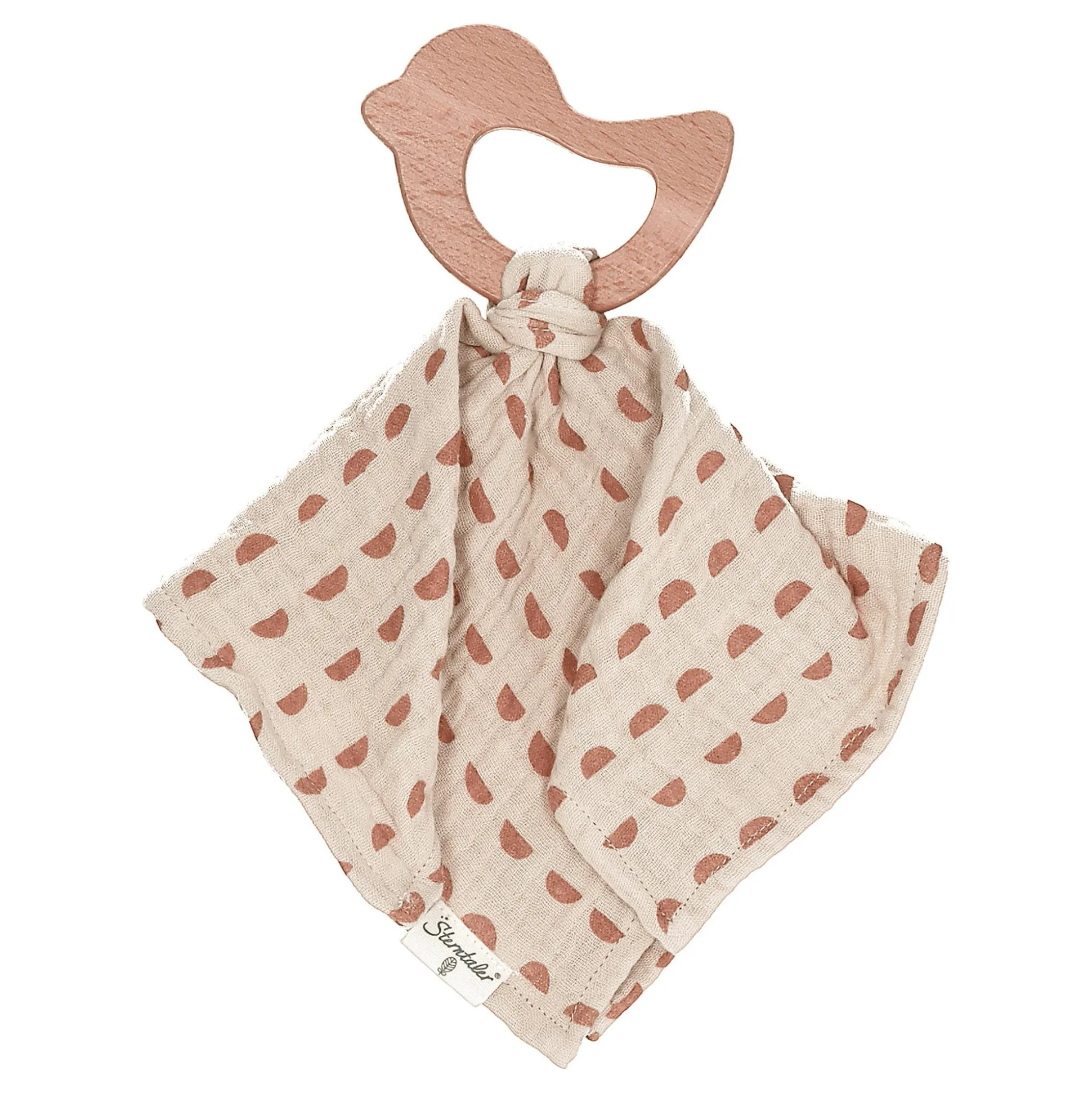 Schmusetuch mit Holz-Beißring