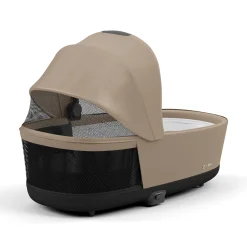 Set e-Priam Rahmen Chrome Black mit Wanne Lux und Sitzpaket Cozy Beige