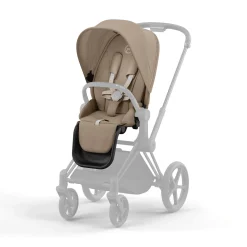 Set e-Priam Rahmen Matt Black mit Wanne Lux und Sitzpaket Cozy Beige