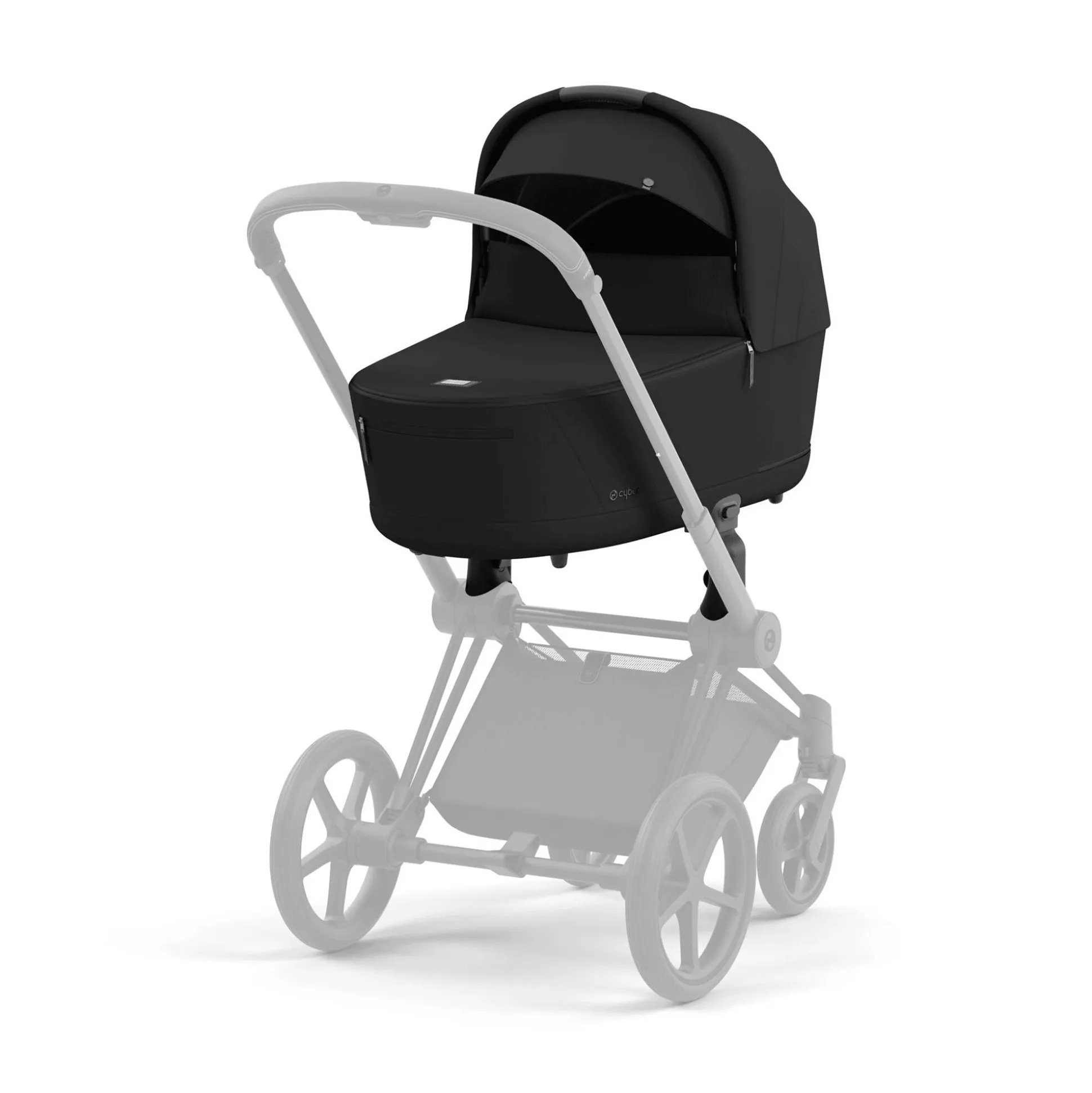 Set e-Priam Rahmen Matt Black mit Wanne Lux und Sitzpaket Sepia Black