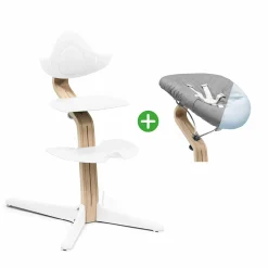 Set Nomi® Hochstuhl Buche White mit Newborn Set White Grey/Blue