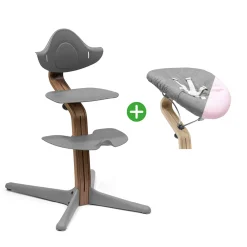 Set Nomi® Hochstuhl Walnut Grey mit Newborn Set Grey Grey/Pink