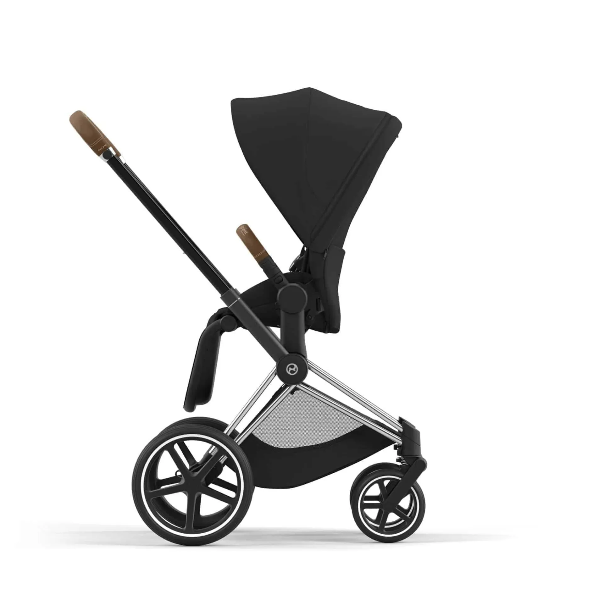 Set Priam Rahmen Chrome Black mit Wanne Lux und Sitzpaket Sepia Black