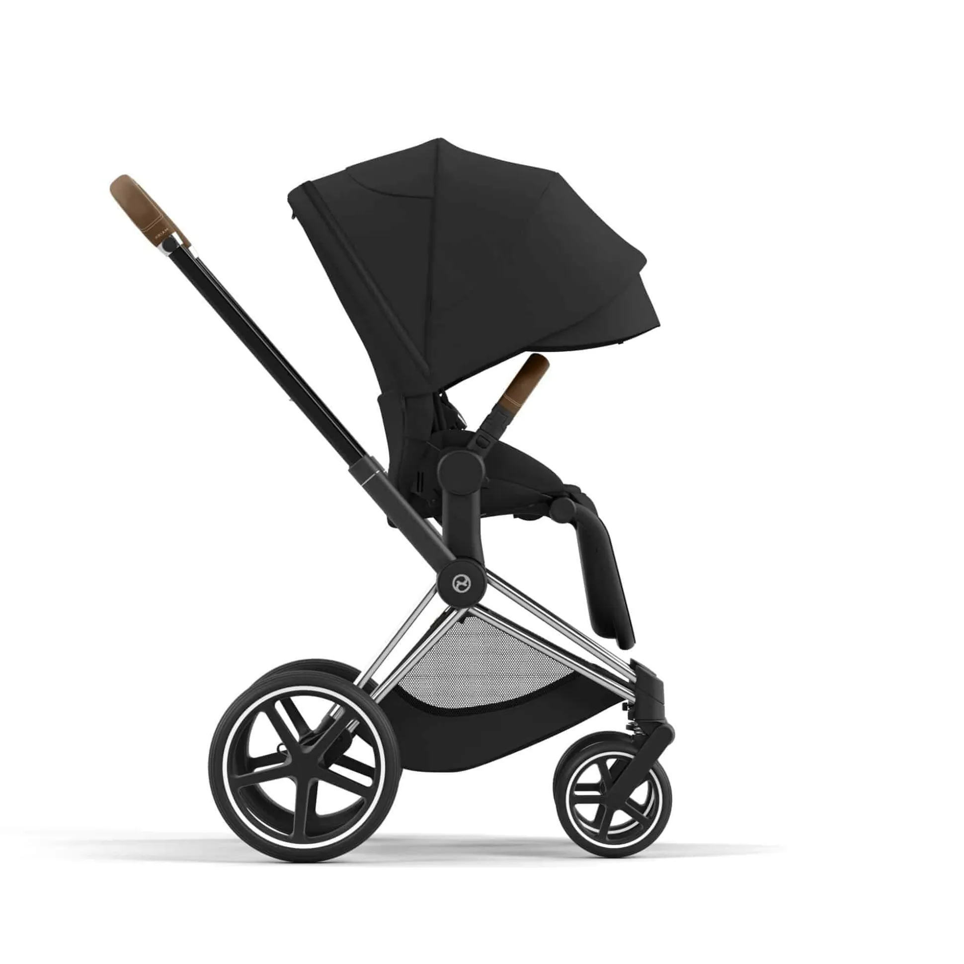 Set Priam Rahmen Chrome Black mit Wanne Lux und Sitzpaket Sepia Black