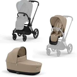 Set Priam Rahmen Matt Black mit Wanne Lux und Sitzpaket Cozy Beige