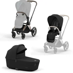 Set Priam Rahmen Rosegold mit Wanne Lux und Sitzpaket Sepia Black