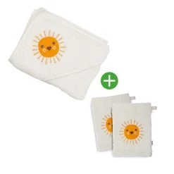 Set Waschhandschuhe mit Badetuch Sonne