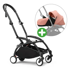 Set YOYO³ Gestell Black mit 0+ Neugeborenen-Set Ginger