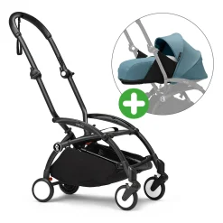 Set YOYO³ Gestell Black mit 0+ Neugeborenen-Set Aqua