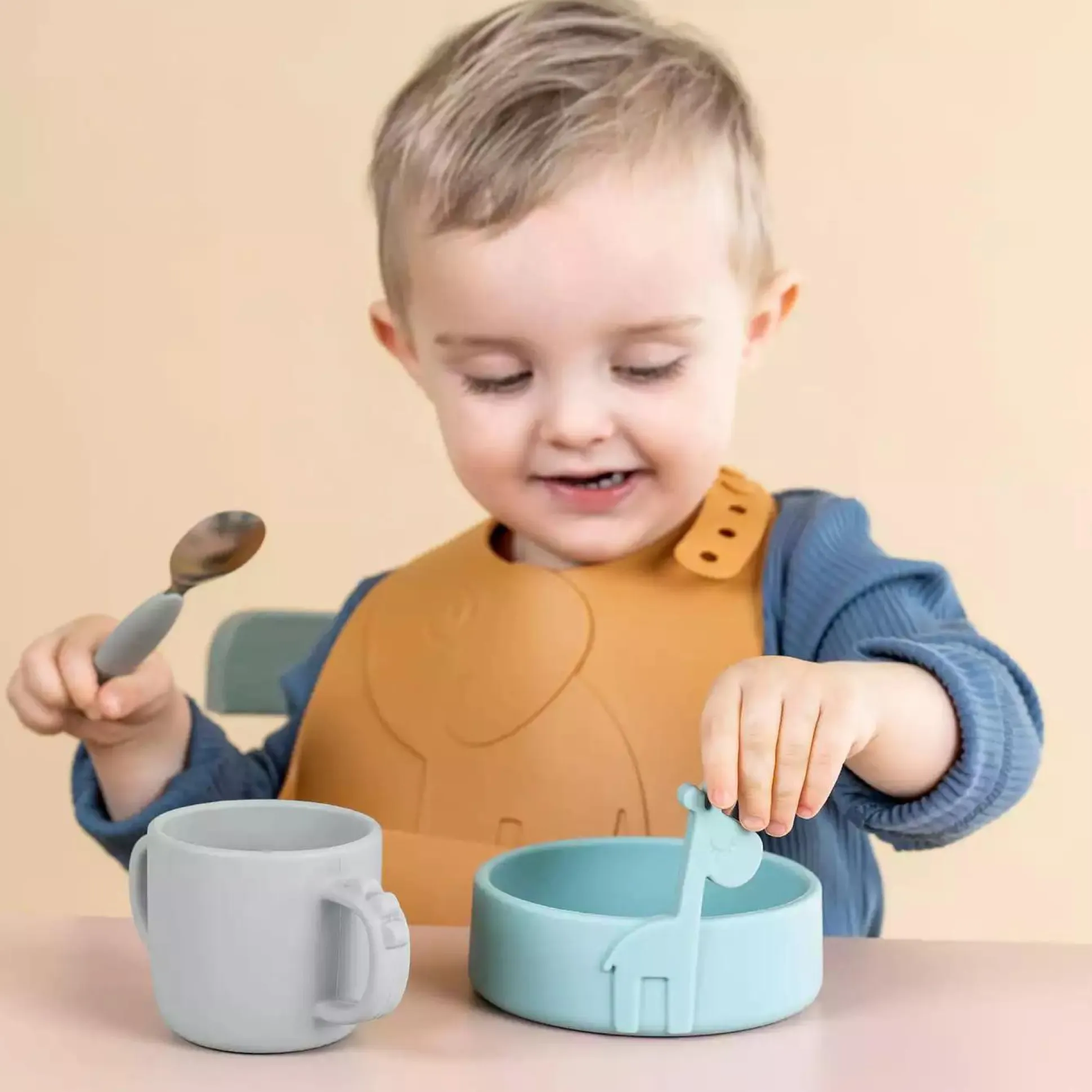 Silikon-Becher Peekaboo Croco Grau