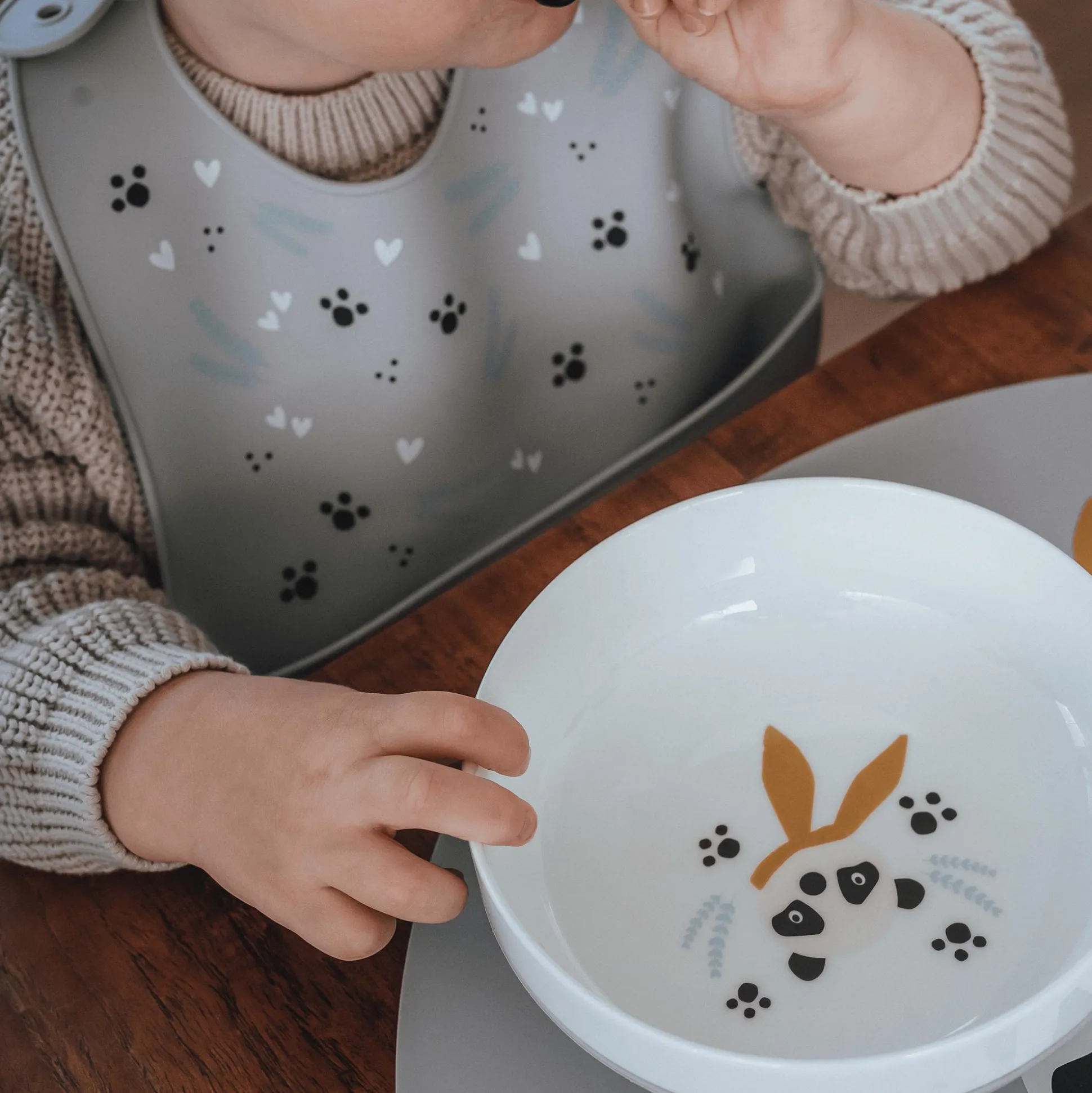 Silikon-Lätzchen Panda Grau