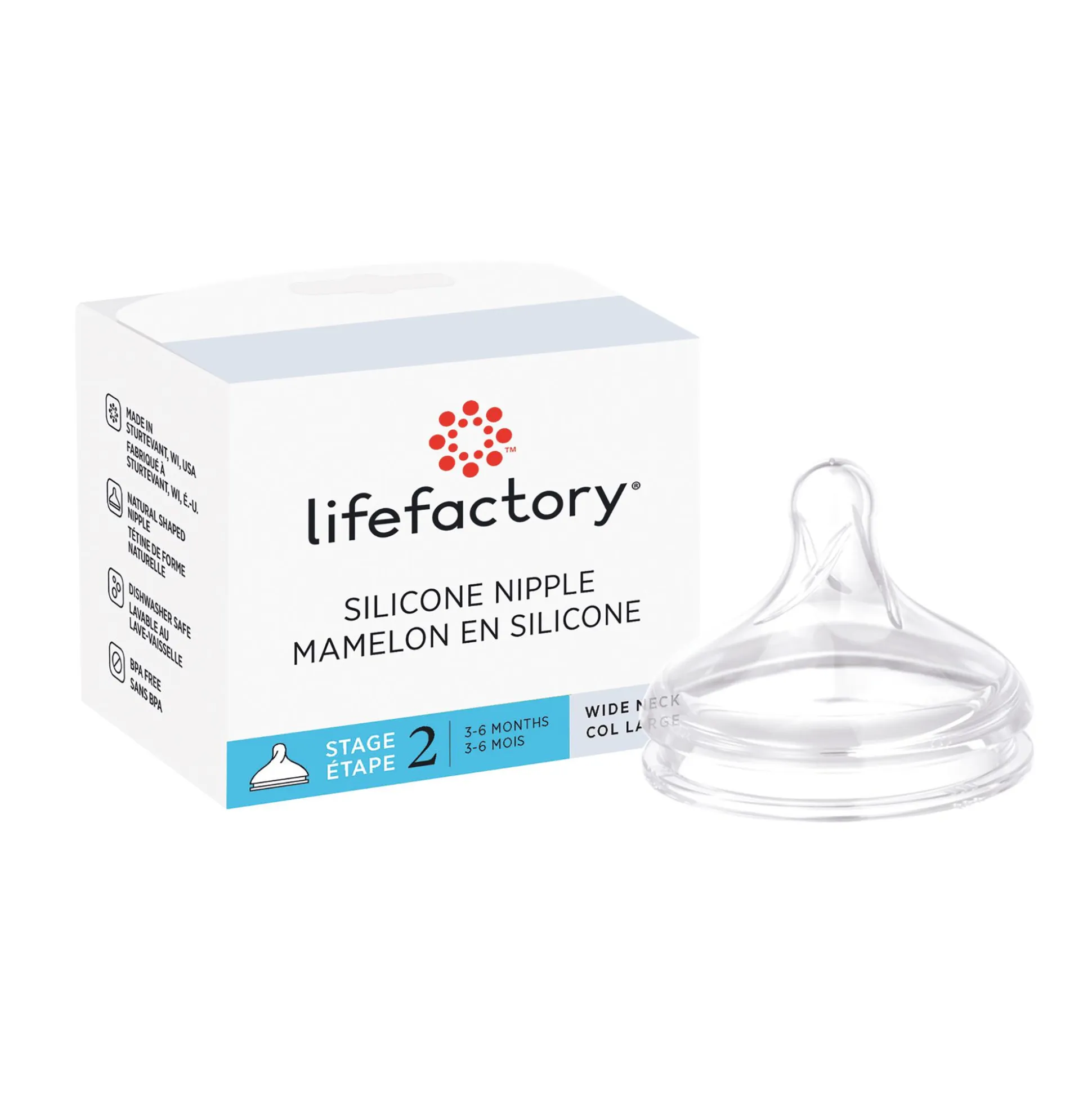 Silikonsauger Gr. 2 für Baby-Weithalsflaschen