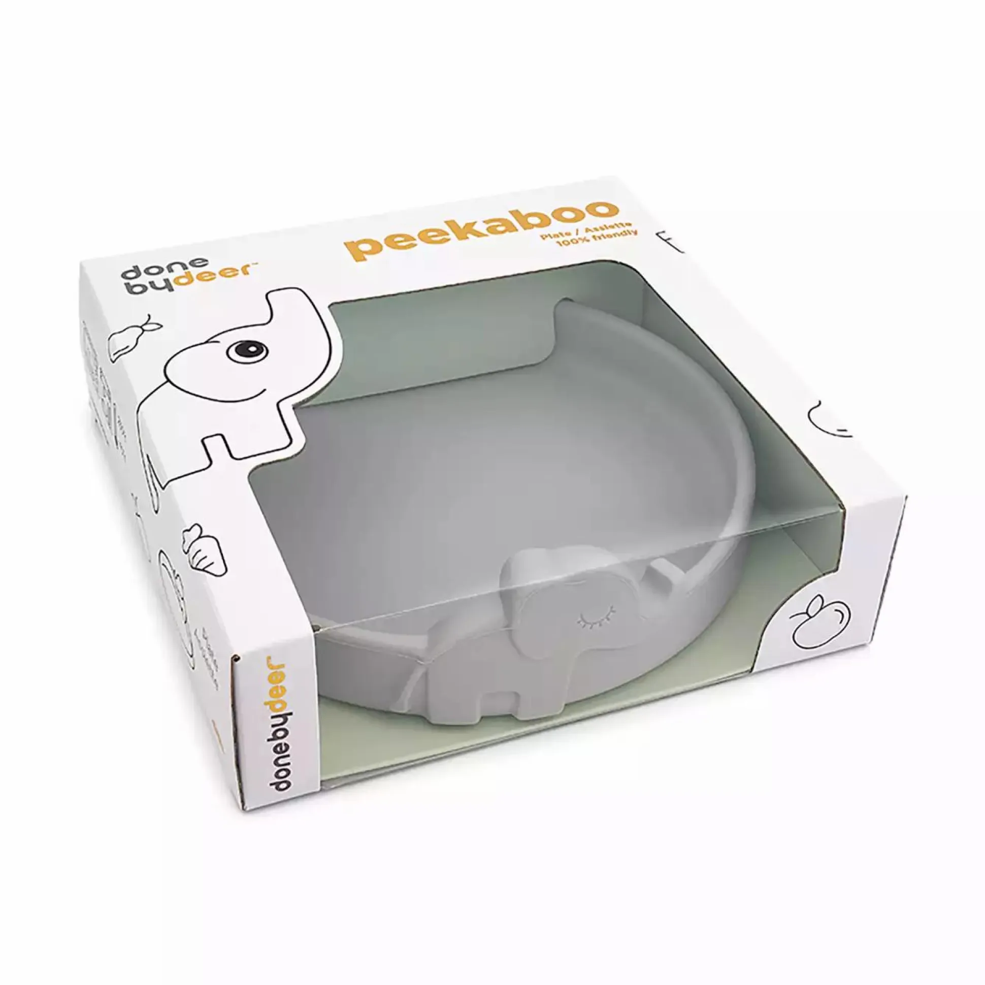 Silikon-Teller Peekaboo Elphee Grau