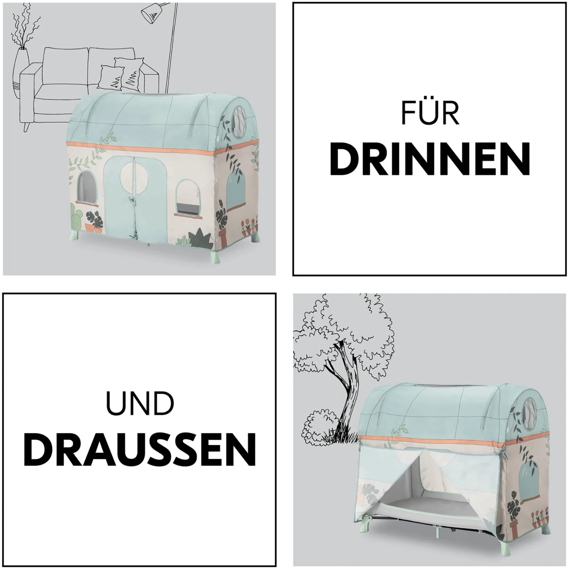 Spielzelt für Reisebett Plants