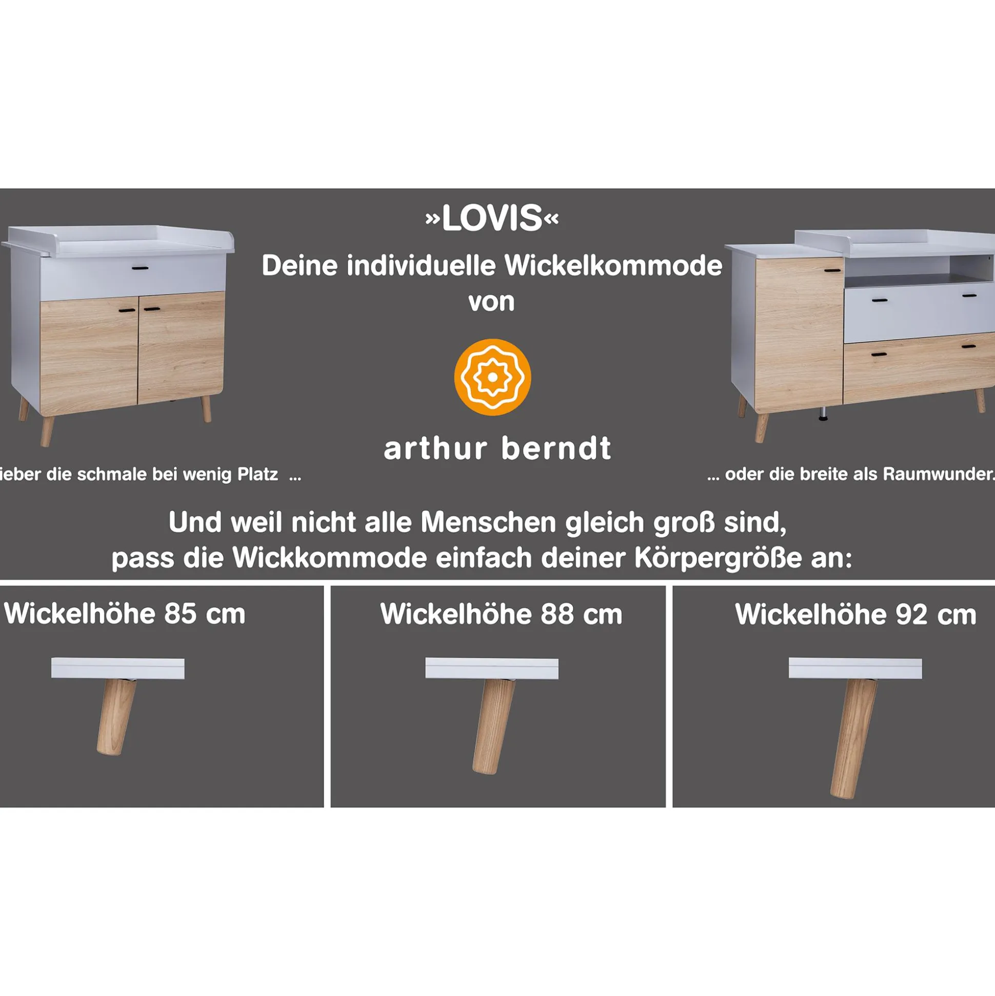 2-teiliges Spar-Set Babyzimmer Lovis mit Kommodenfüßen 92 cm für die breite Wickelkommode