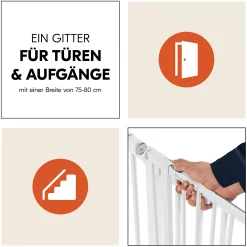 Tür- & Treppenschutzgitter Open N Stop 2 White 75-80 cm