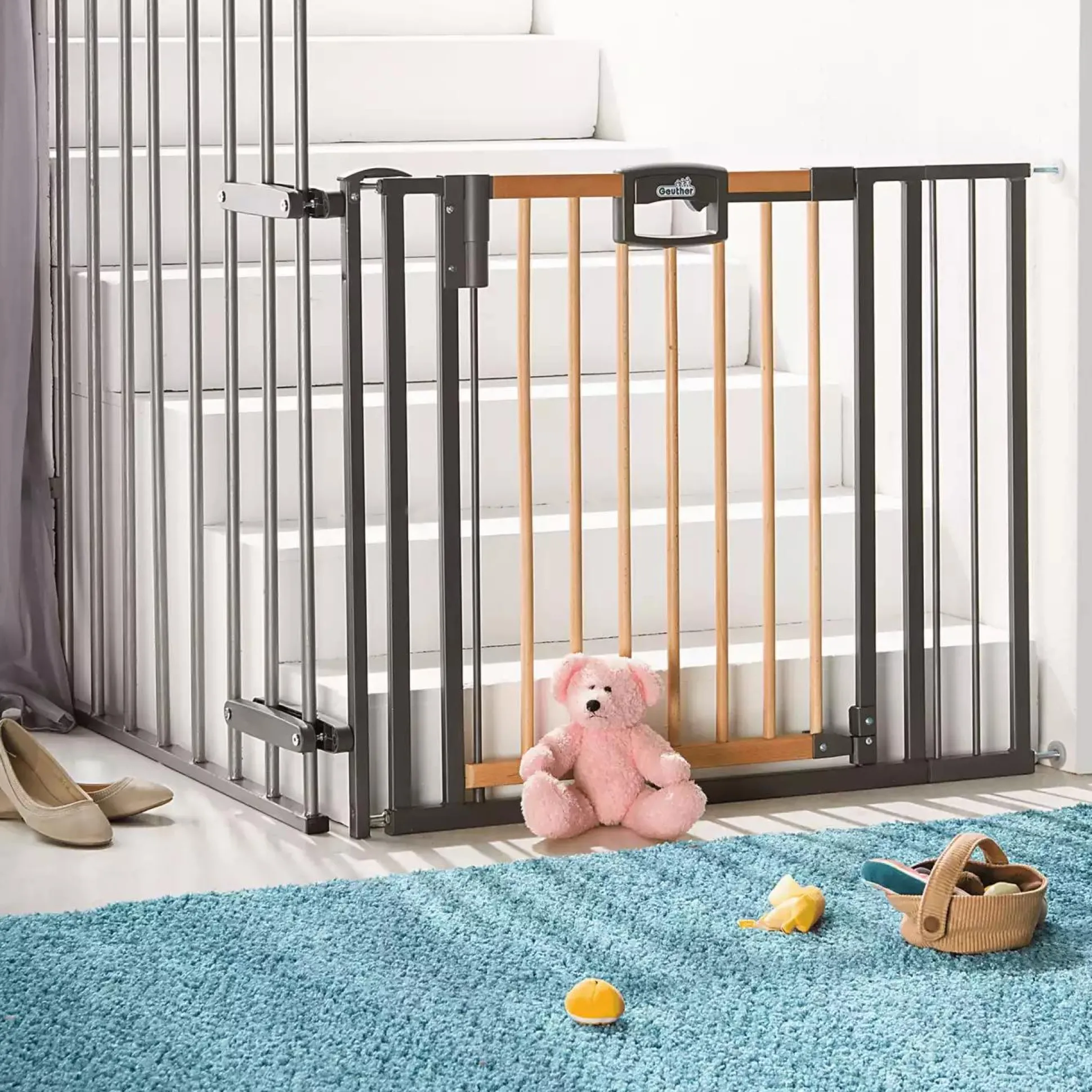 Treppenschutzgitter Easylock Wood Plus 84,5 - 92,5 cm