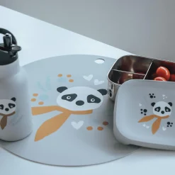 Trinkflasche Panda Grau