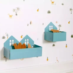 Wandregal & Box Haus Pastellblau